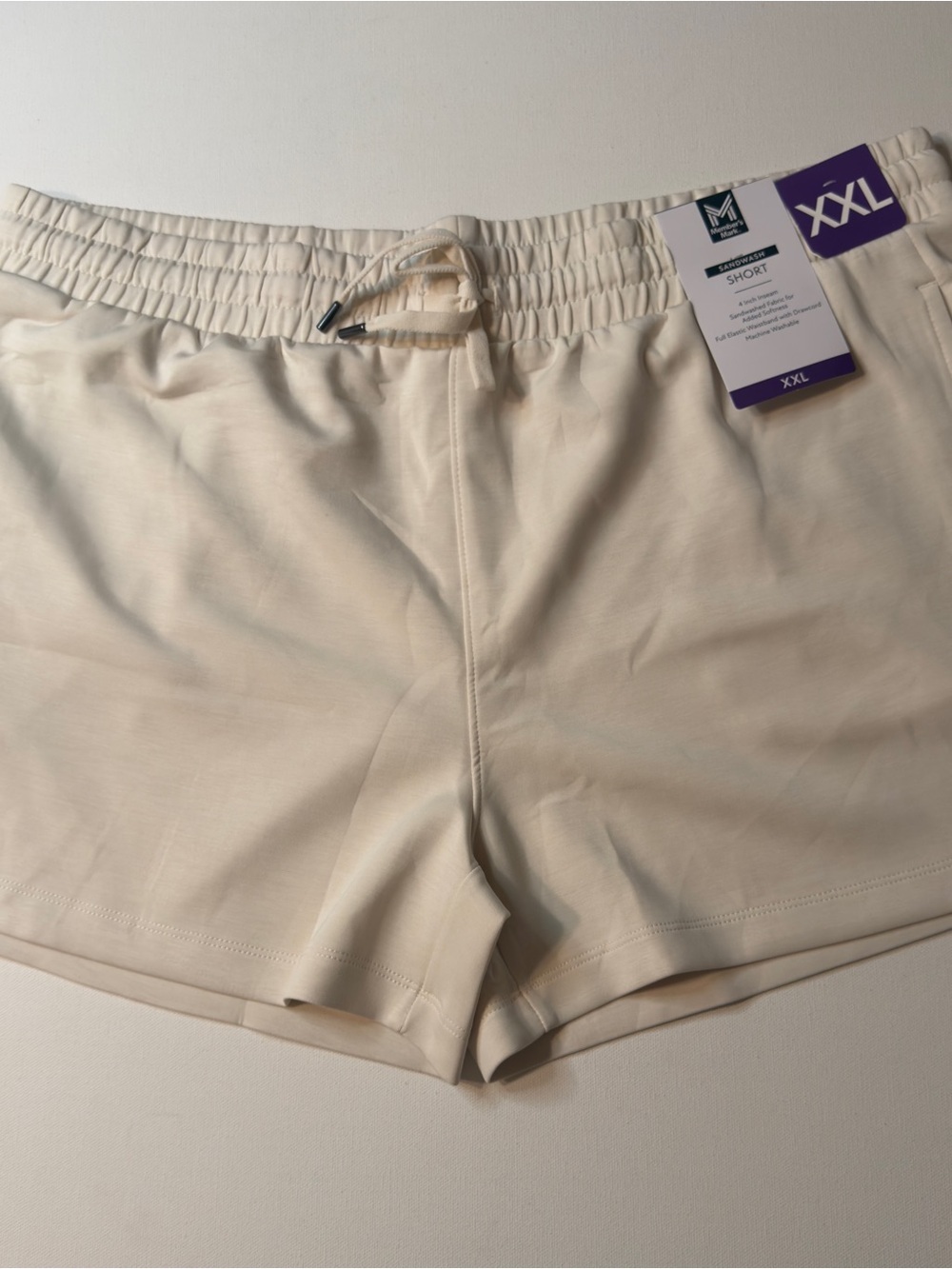 NWT Women’s Members Mark 4" Sandwash Cream Athletic Shorts XXL (D2)